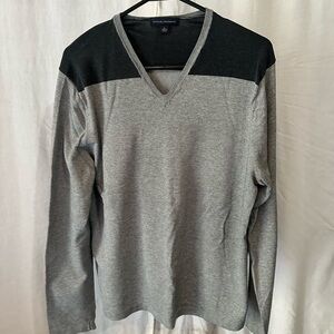 Gray and Black V-Neck Sweater